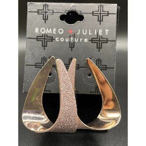 Romeo + Juliet Couture Faux Rose Gold Loop Sparkling Glitter Earrings L 1.75 In.